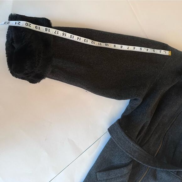 Vintage Y2K Jason Kole Wool Faux Fur Trim Belted Zip Jacket Cozy Winter Coat - Picture 14 of 16